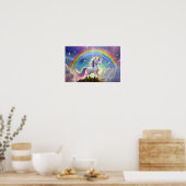 Poster Cute Unicorn devant un arc-en-ciel (Cuisine)
