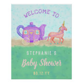 Poster Cute Unicorn Tea Party Baby shower Chariot (Devant)