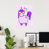Poster Cute Unicorne dans les lunettes en forme de coeur (Bureau à domicile)