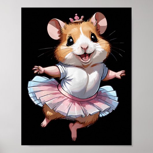 Poster Cute Unique Et Moderne Hamster Ballet Et Ballerin (Devant)