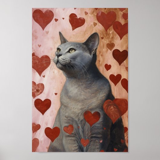 Poster Cute Valentine Chat (Devant)