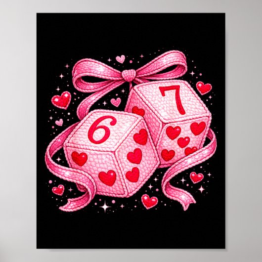 Poster Cute Valentine Dice 6 7 Plush Hearts Nk Aesthetic  (Devant)
