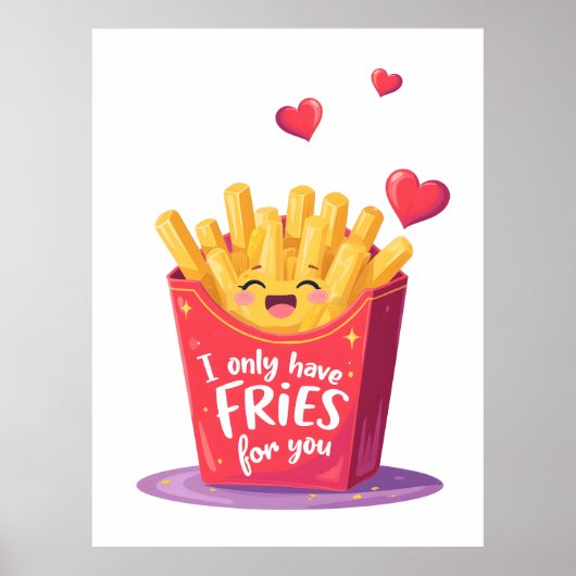 Poster Cute Valentine French Fries Pun (Devant)