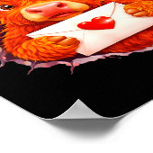 Poster Cute Valentine Highland Cow With Heart Bow Western (Coin)