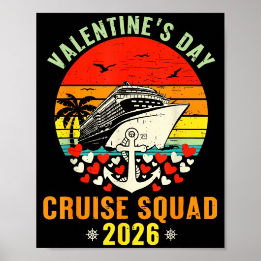 Poster Cute Valentines Day Cruise 2026 Matching Cruise Fo (Devant)