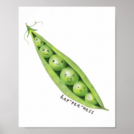 Poster Cute Vegetable Vert Pois doux Pun (Devant)