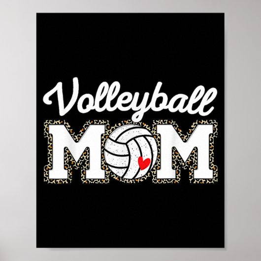 Poster Cute Volleyball Maman Empreinte de léopard Fête de (Devant)