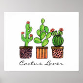 Poster Cute Watercolor Cactus (Devant)