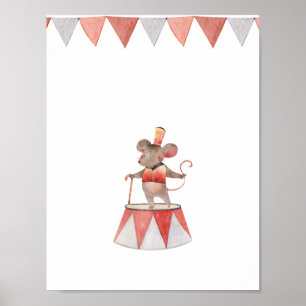 Poster Cute Watercolour Circus Mouse Nursery
