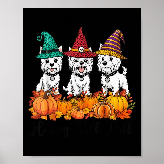 Poster Cute West Highland White Terrier Joyeux automne Ya (Devant)