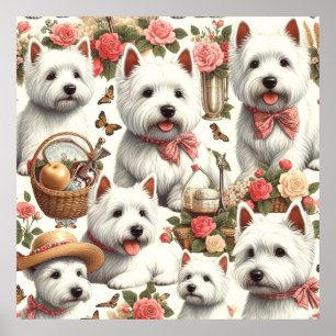 Poster Cute West Highland White Terrier sans fil