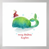 Poster Cute Whale with Santa Hat (Devant)