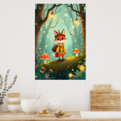Poster Cute Whimsical Cartoon Fox (Cuisine)