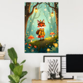 Poster Cute Whimsical Cartoon Fox (Bureau à domicile)