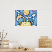 Poster Cute Whimsical Cat and Mouse Moon Art (Cuisine)