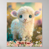 Poster Cute Whimsical Colorful Lamb Fleurs Pépinière (Devant)