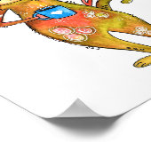 Poster Cute Whimsical Fatigué Chat Boire Café (Coin)