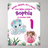 Poster Cute Whimsical Floral Octopus Anniversaire Bienven (Devant)