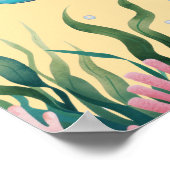 Poster Cute Whimsical Floral Turtle Anniversaire Bienvenu (Coin)