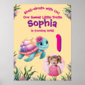 Poster Cute Whimsical Floral Turtle Anniversaire Bienvenu (Devant)
