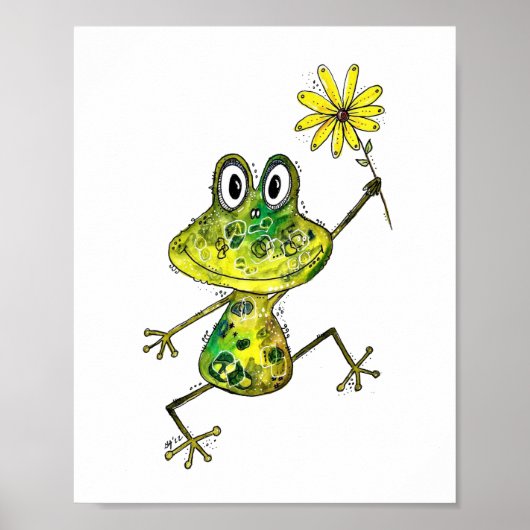 Poster Cute Whimsical Happy Frog (Devant)