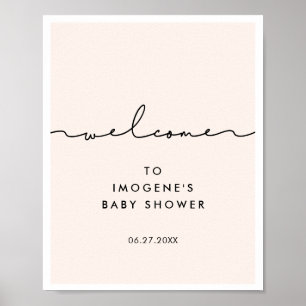 Poster Cute whimsical script Baby shower Welcome