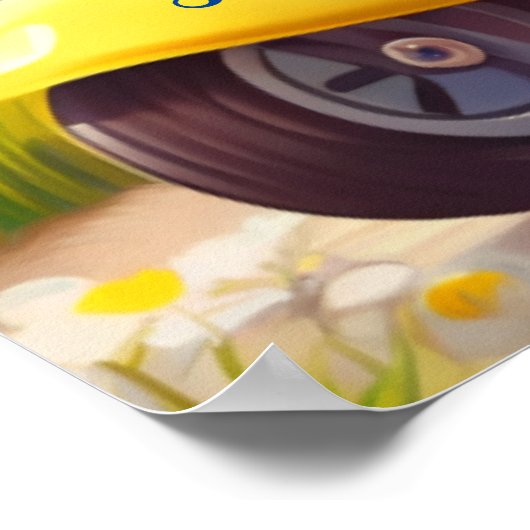 Poster Cute White Chien Chien Chien chevauchant un scoote (Coin)