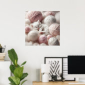 Poster Cute White Kitten Napping en Fil (Bureau à domicile)