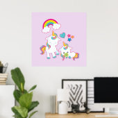 Poster Cute White Unicorns Magical Mama & Baby (Bureau à domicile)