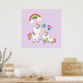 Poster Cute White Unicorns Magical Mama & Baby (Cuisine)