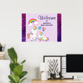 Poster Cute White Unicorns Magical Mama & Baby (Bureau à domicile)