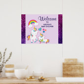 Poster Cute White Unicorns Magical Mama & Baby (Cuisine)