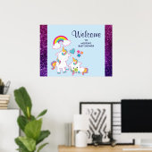 Poster Cute White Unicorns Magical Mama & Baby (Bureau à domicile)