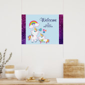 Poster Cute White Unicorns Magical Mama & Baby (Cuisine)