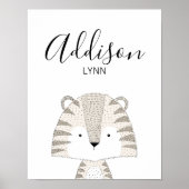Poster Cute Wild Animals Tiger Nom bébé Nursery Imprimer (Devant)