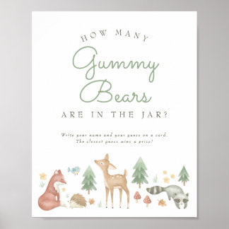 Poster Cute Woodland Animaux Baby shower Devinant Jeu
