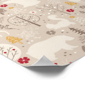 Poster Cute Woodland Animaux Motifs nordiques (Coin)