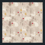 Poster Cute Woodland Animaux Motifs nordiques<br><div class="desc">Poster avec un motif de style nordique. Pins d'hiver,  ours,  rennes et écureuils. Couleur brun clair.</div>