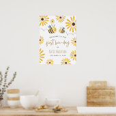 Poster Cute Yellow Bee Sunflower First Bee-day Welcome (Cuisine)