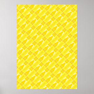 Poster Cute Yellow Crayon Artsy Motif