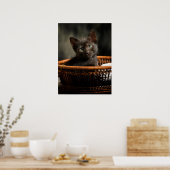 Poster Cutest Baby Animals | Kitten in Basket (Cuisine)