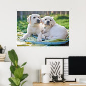 Poster Cutest Baby Animals | Yellow Labrador Retrievers (Bureau à domicile)