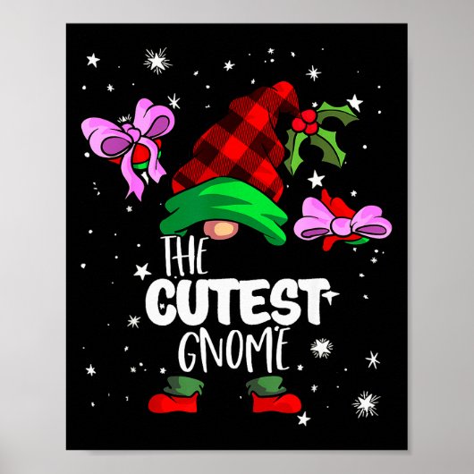 Poster Cutest Gnome Red Buffalo Plaid Matching Family Chr (Devant)