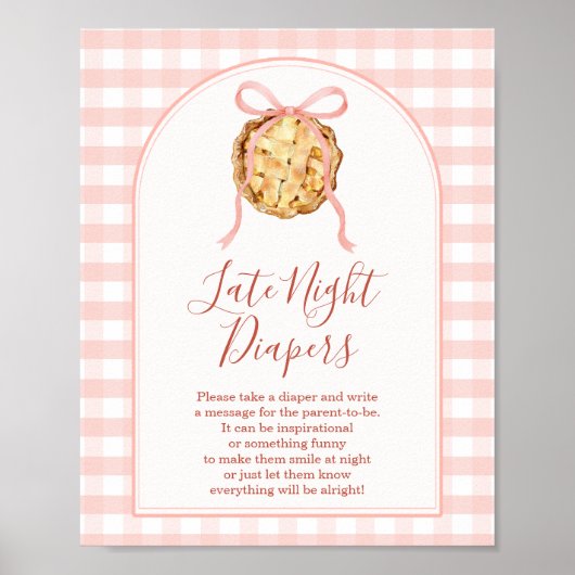 Poster Cutie Pie Pastel Pink Gingham Late Night Diapers (Devant)
