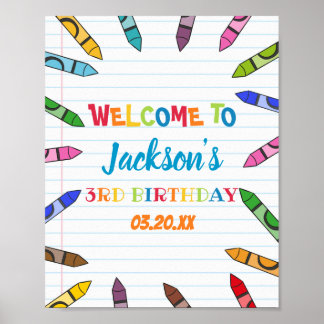 Poster Cuties Crayon Art Papier Coloré Fête Anniversaire