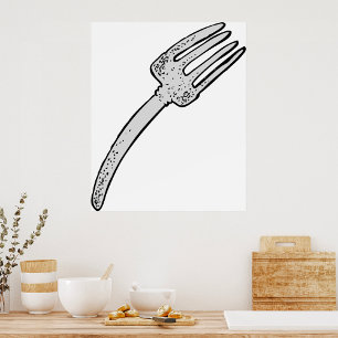 Poster Cutlerie Rustique Vintage Fork Retro