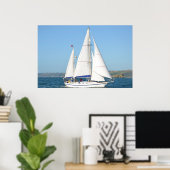 Poster Cutter Ketch sous voile complète (Bureau à domicile)