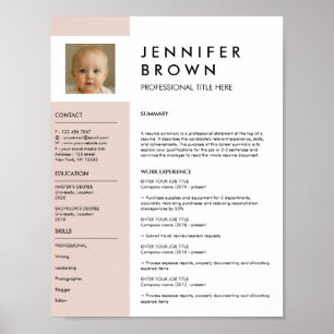 Poster CV minimal avec photographie numérique