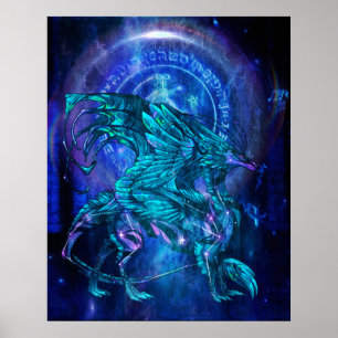 Poster cyan dragon