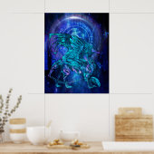 Poster cyan dragon (Cuisine)